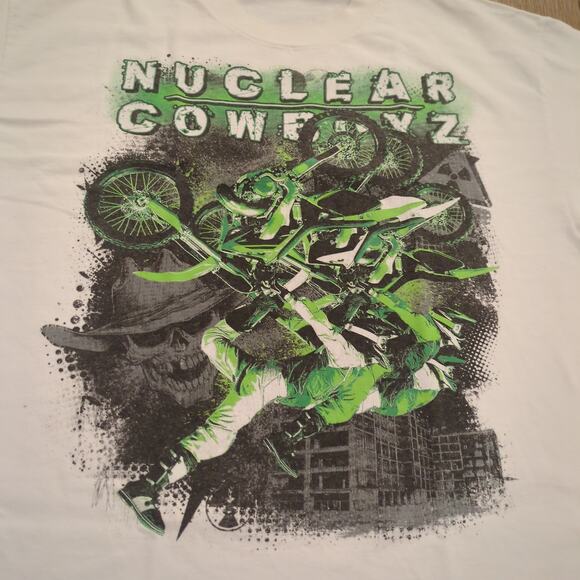 Nuclear Cowboyz 2011 Tour Adult XL Shirt BMX Bike Motorcross Redbull Faded Green - Picture 2 of 7